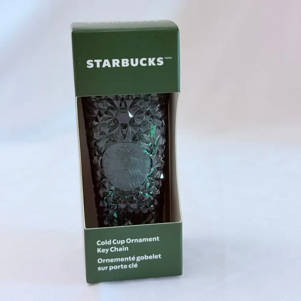 NIB Starbucks Dark Green Gem Textured Cold Cup Ornament Key Chain